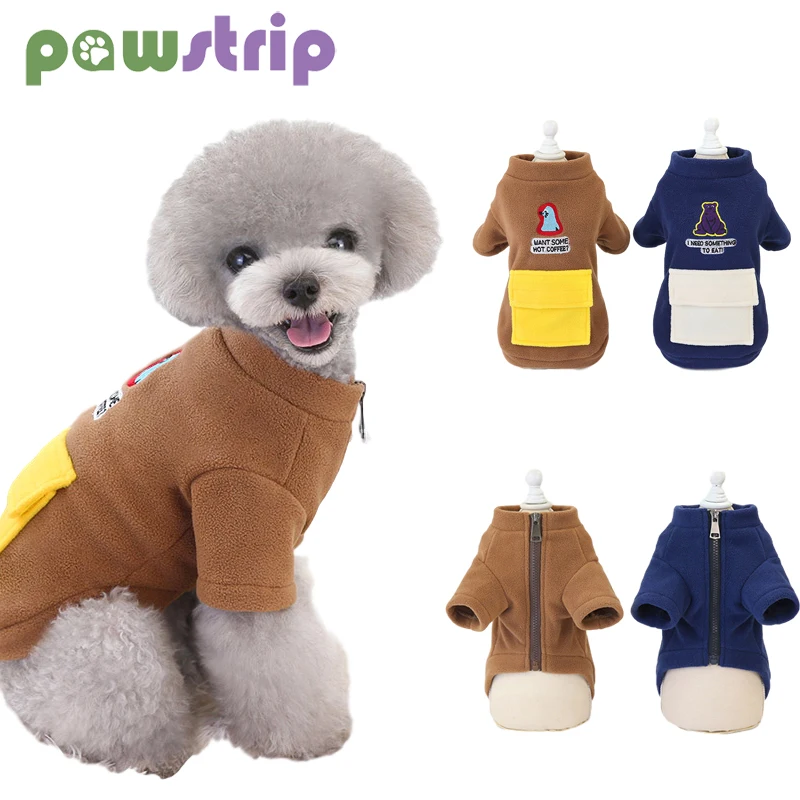 

Fleece Warm Dog Coat Winter Dogs Hoodie Jacket Zipper Large Pocket Puppy Clothing Dog Sweatshirt for Small Dogs Pets Clothing