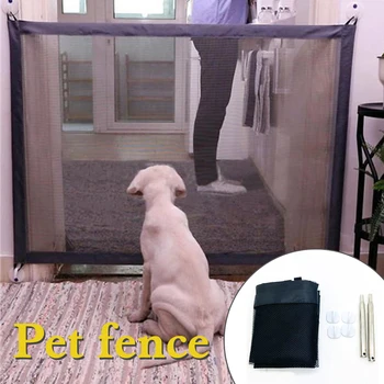 

Dog Gate Ingenious Mesh Dog Fence Indoor & Outdoor Safe Pet Dog Gate Safety Enclosure Pet Supplies Folding Gate For Dogs Cat Pet
