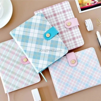 

Creative Stationery Plaid Mini Portable Notebook Leather Cover Student Notebook Kids Gift School Supplies