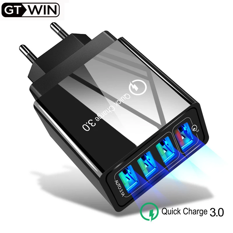 

48W Quick Charger 3.0 USB Charger for Samsung A50 A30 iPhone XS Huawei P20 Tablet QC 3.0 Fast Wall Charger US EU UK Plug Adapte