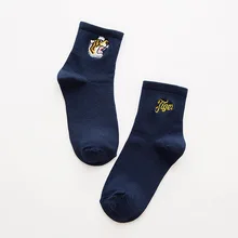 Осенне-зимние модные хлопковые мужские и женские носки в стиле ретро с вышивкой головы тигра и буквами в стиле Харадзюку, женские носки-трубы