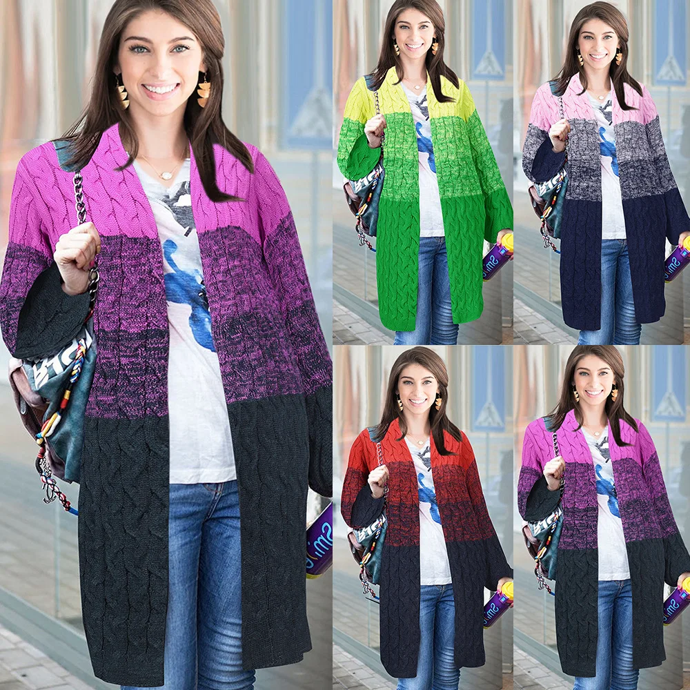 

Autumn Winter Knitted Sweater Coat 2020 Style Loose Long Sleeve Cardigan Large Lazy Long Style Versatile Top