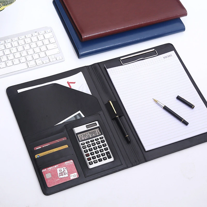 Multifunctional Padfolio A4 Pu Leather Portfolio Binder Business Card Document Organizer Conference Notepad Folder Caculator Padfolio Aliexpress