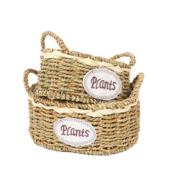

Nordic Rattan Flower Pot Idyllic Green Plant Succulent Flower Basket Straw Willow Handmade Pot Home Decor Morden Wedding Decor