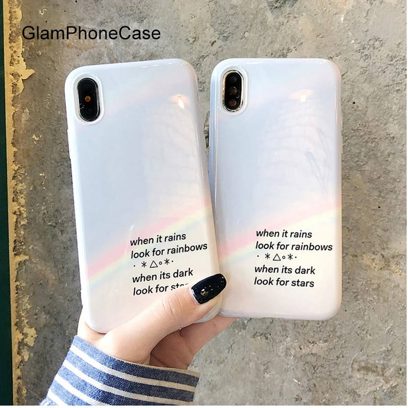 

GlamPhoneCase Simple Rainbow Phone Case For iPhone X XS Max XR Soft Silicone Cover For iPhone 7 8 6 6s Plus Case