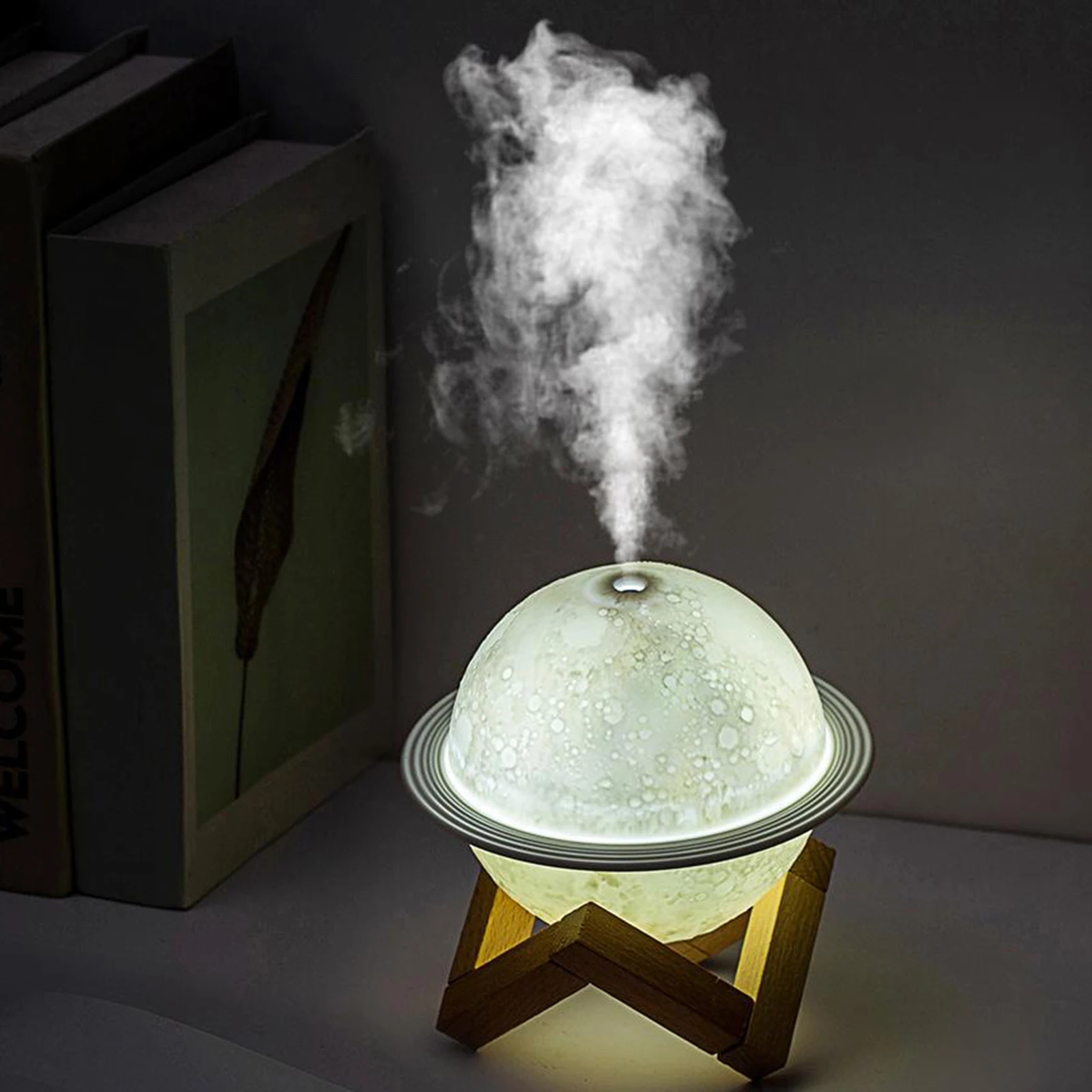 3D Moon Humidifier Lamp , LED Night Lamp, Touch Essential Oil Diffuser 200ml, USB Rechargeable, Children's Room Decor, Office