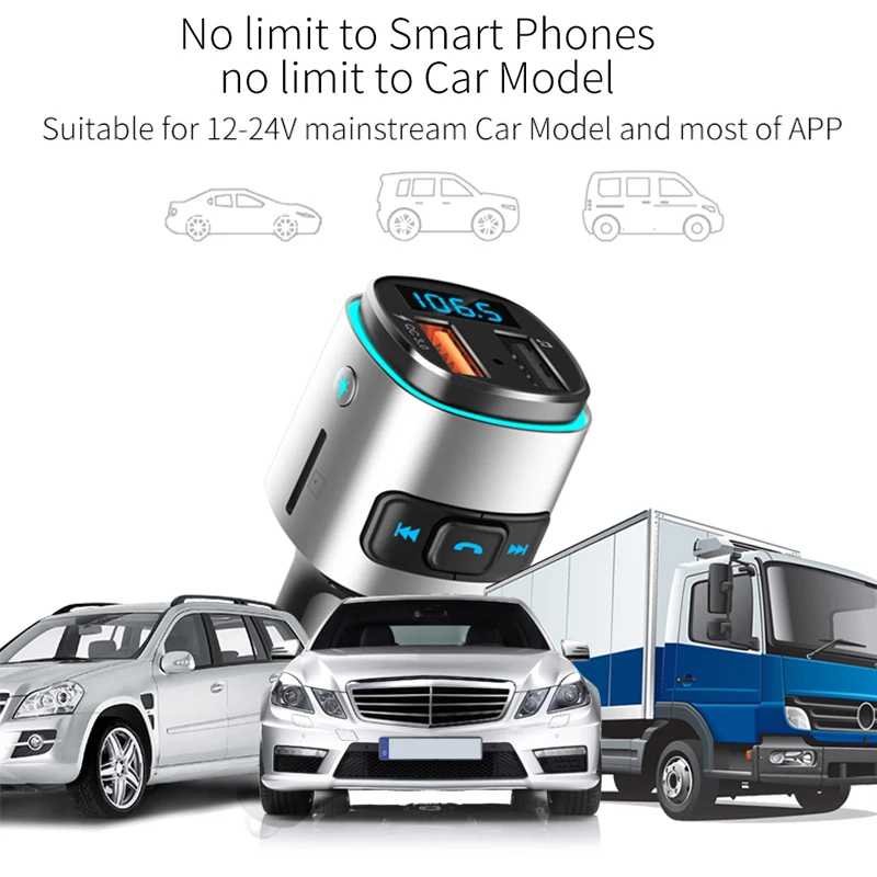 Bluetooth fm-передатчик Aux модулятор беспроводной громкой связи BT4.2 автомобильный комплект mp3-плеер с автомобильным быстрым зарядкой двойной USB порт
