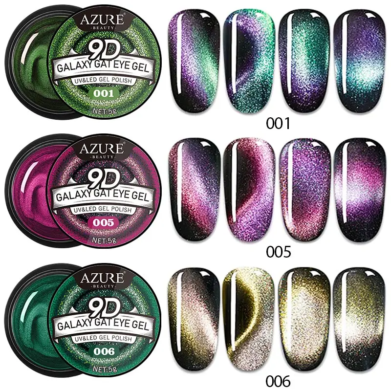 

Azure Beauty 3Pcs/Lot 9D Galaxy Cat Eyes UV Gel Nail Varnish Soak Off Led Nail Gel Polish Long Lasting Gel Chameleon Magnet Gel