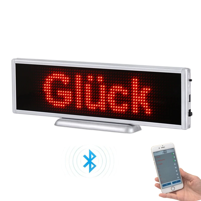 Bluetooth-rechargeable-LED-display-16-64-pixels-21cm-by-6cm-size-portable-scrolling-LED-screen-car
