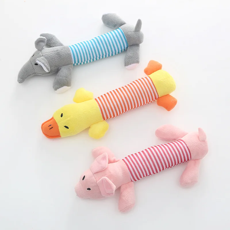 

Pet Toys Plush Dog Chew Squeak Toys Pig Elephant Duck Pet Rope Toys Puppy Sound Toy Training Interative Throw Pick Up Bone Toy