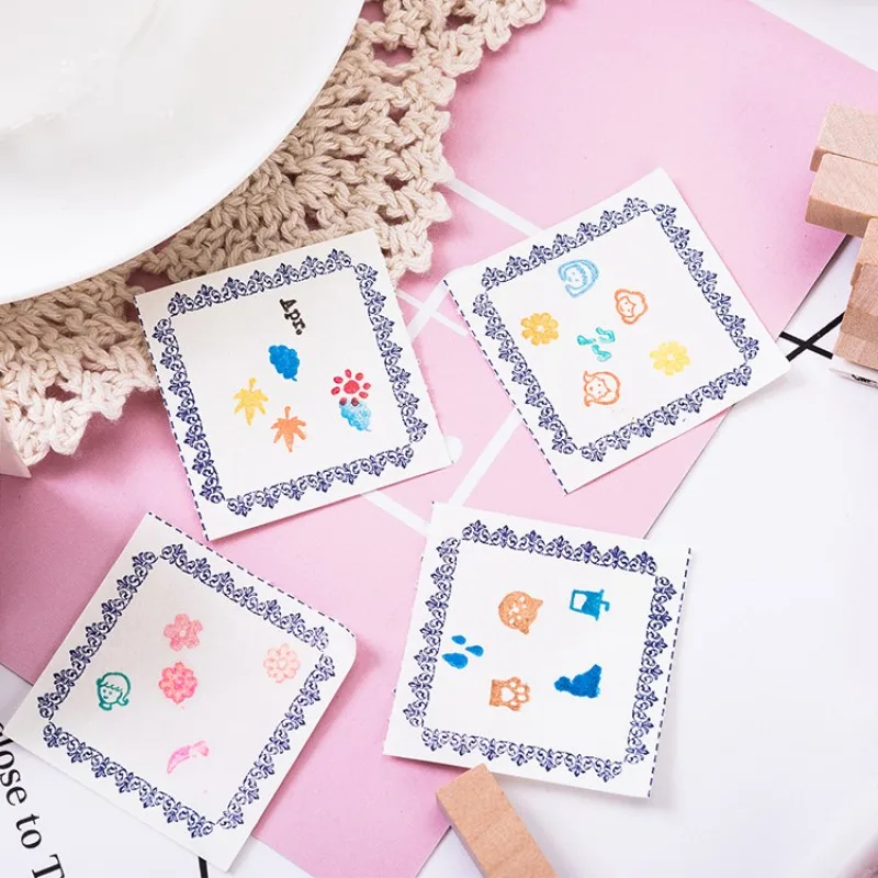 Cute Mini Diary Month Stamps Smile Face Sign Scrapbooking Material Journaling Sketchbook Planner DIY Hobby Craft Supplies