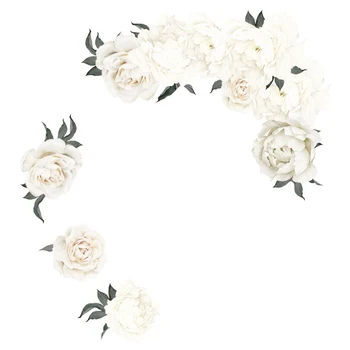 

White Peony Rose Flowers Blossom Kid Wall Sticker Home Nursery Decor Baby Decal