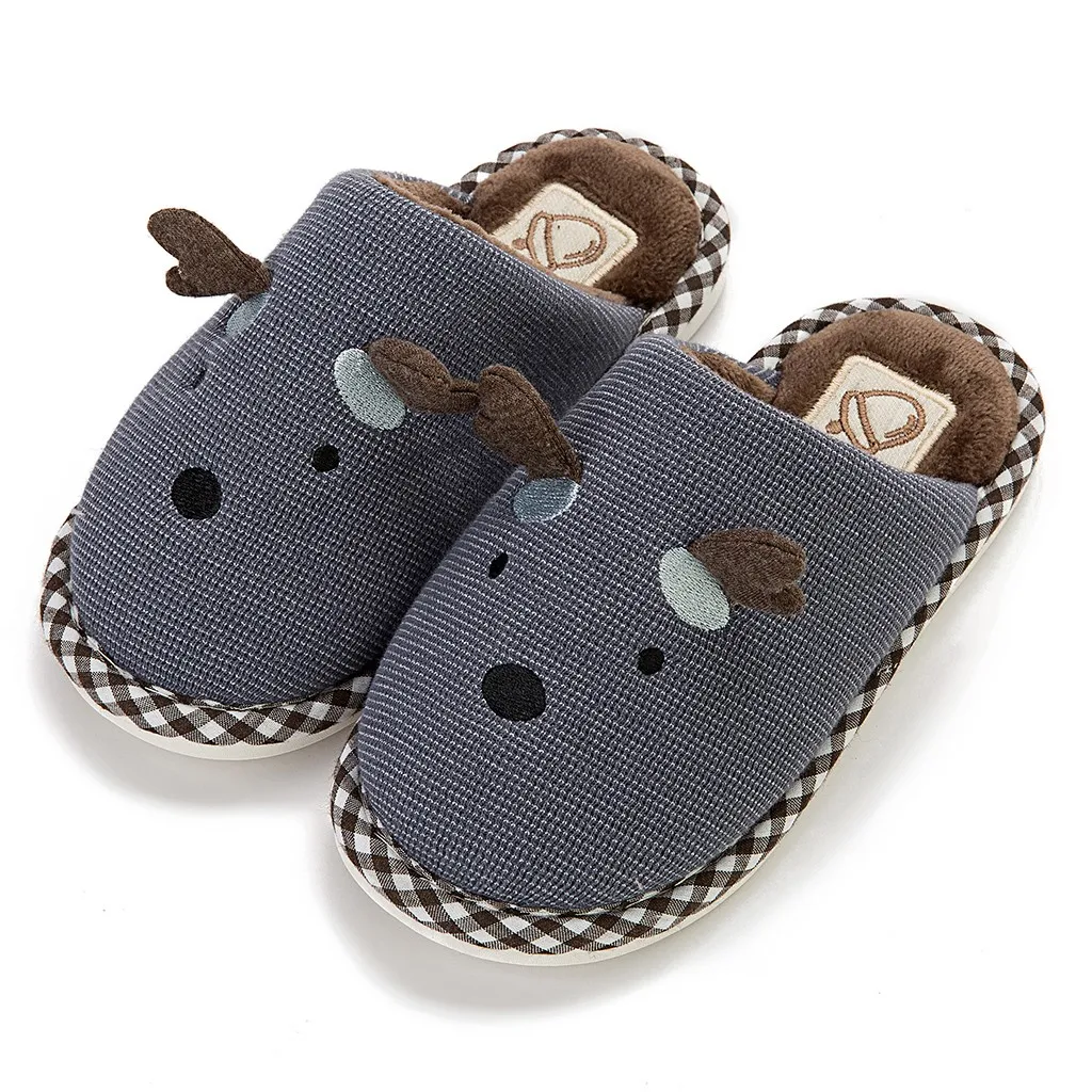 LONSANT/Детские хлопковые тапочки; домашние тапочки для мальчиков и девочек; милые домашние тапочки с рисунком кота; Милая теплая обувь для детей; N30 - Цвет: Navy