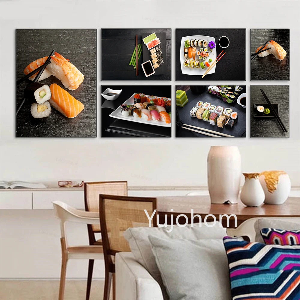 Cibo Tradizionale Giapponese Sushi Roll Con Wasabi Wall Art Pittura Stampe Su Tela E Poster Sticker Sala Da Pranzo Per La Decorazione Domestica Della 