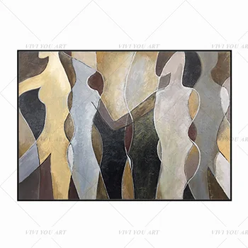 

100% Handmade Black Golden Gray Wall Painting Modern Abstract Oil Painting on Canvas Hand Painted Beauty Home Decor Picture
