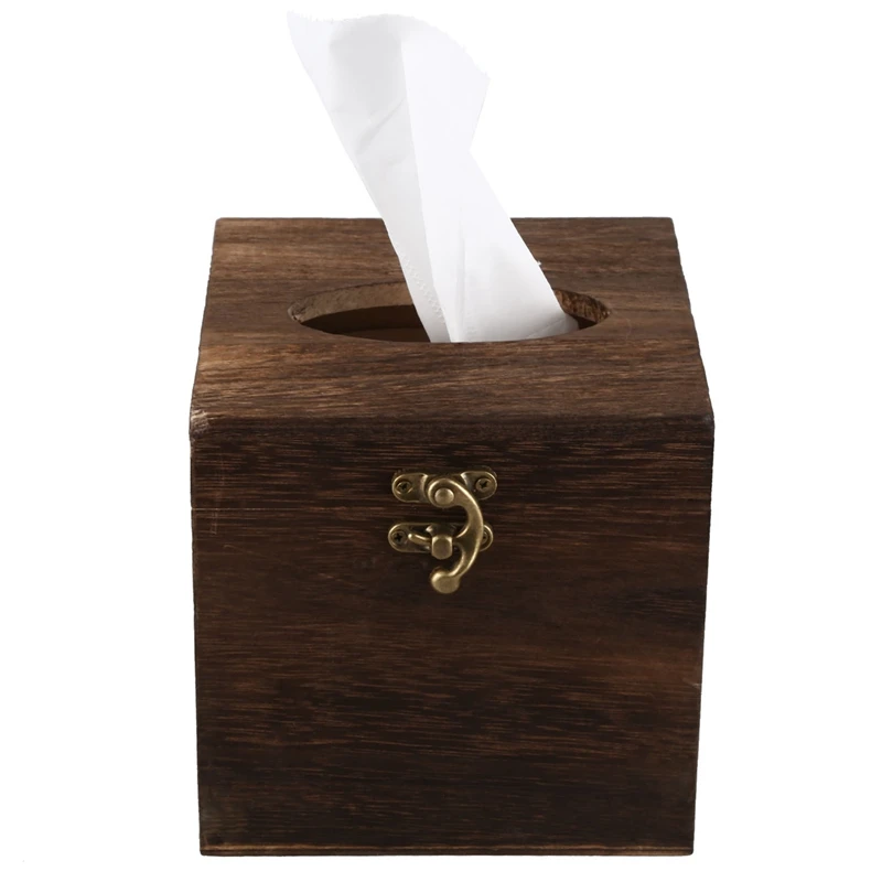 

Wood Tissue Box Napkin Cover Home Hotel Pub Cafe Car Paper Holder Case