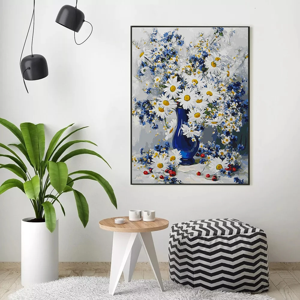 HUACAN Coloring By Numbers Flowers HandPainted Drawing Canvas Pictures Kits DIY Home Decoration Gift