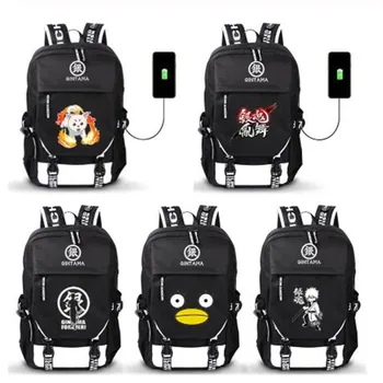 

Gintama Sakata Gintoki Elizabeth USB Port Backpack Boy Girls Men Women Bag Travel School Bag Teenager Laptop Book Bag Mochila