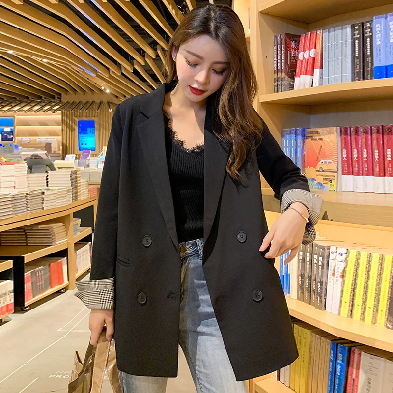 

2019 Autumn Clothing New Style Star Korean-style Loose-Fit Slimming Suit Jacket Women's Mid-length Hong Kong Flavor Leisure Suit