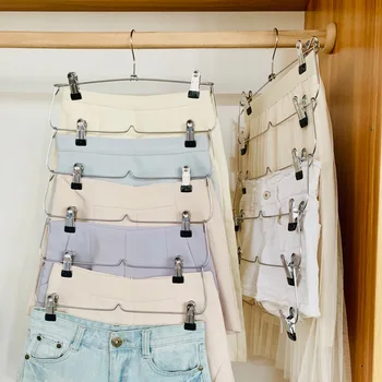 

Storage Holders Folding Hanger Multi-layer Multi-functional Skirt Pants Racks Magic Hanger For Skirts Short Tie