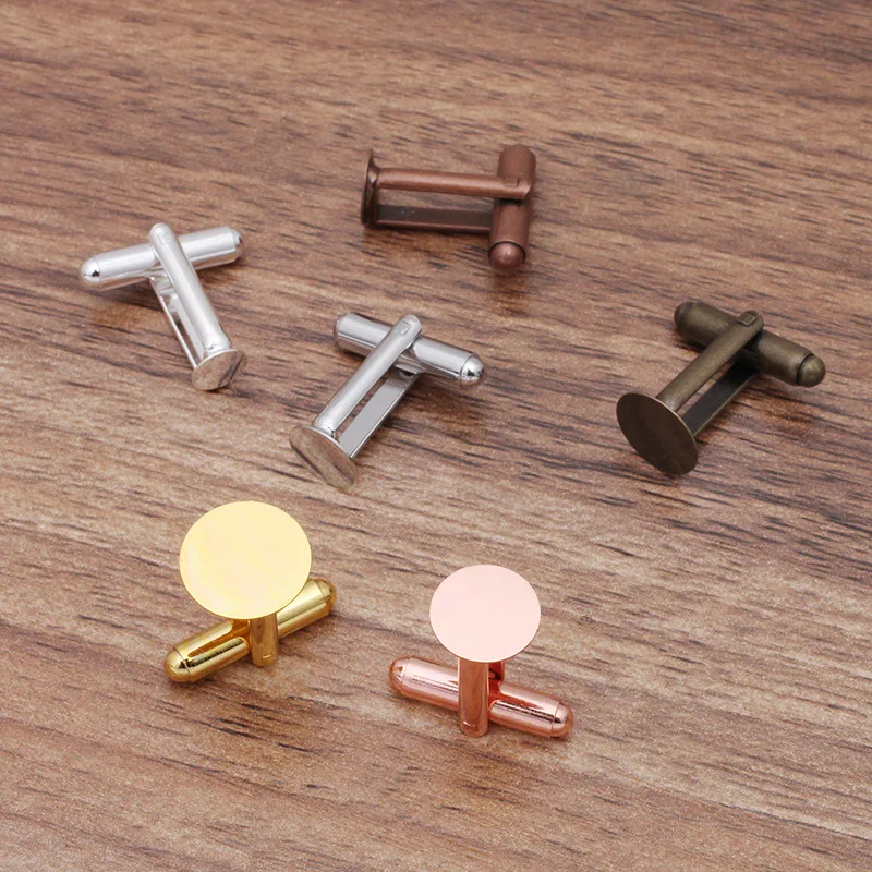 

10pcs of10mm12mm Men French Cuff links With Blank Flat Round Pads And Convex Round Base For DIY Clothing Gentry Accessories