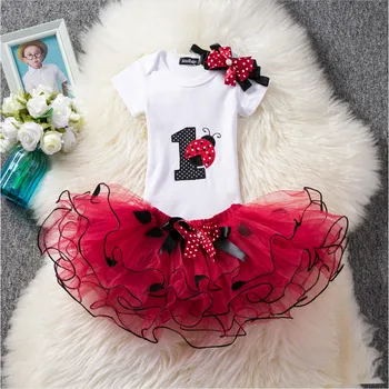 

1 Year Baby Girl Birthday Dress Minne Dots Baby Girls Dress 1st Birthday Outfit Romper Tutu Dresses Christening Dress For Baby
