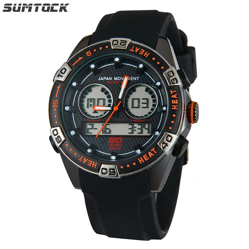 

SUMTOCK Men Digital Watches Waterproof Racing Watch Man Calendar Luminous Multifunction Black Screen Cool Men's Quartz Watches