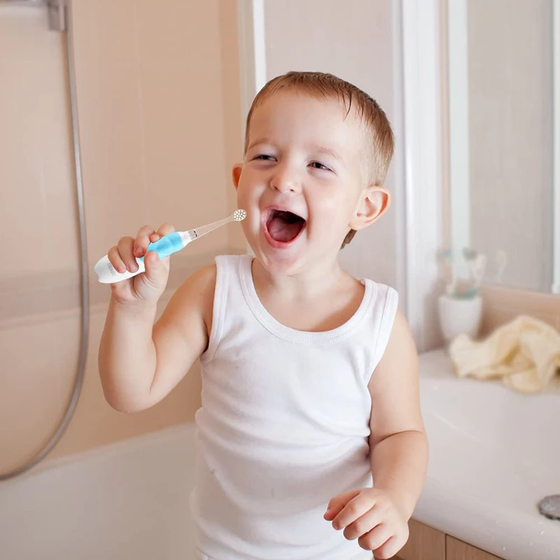 Seago Children Sonic Electric Toothbrush Battery Power LED Light Smart Timer Waterproof IPX7 Replaceable Dupont Brush Head SG513