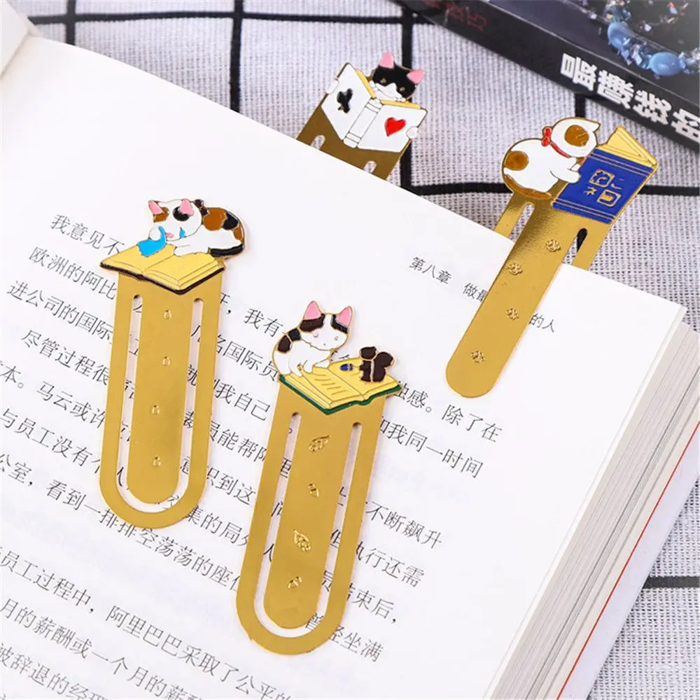 1PC Cute Cat Bookmark Kawaii Stationery Metal Paper Clips Photos Tickets Documents Letter Clamp School Office Supplies Kids Gift |