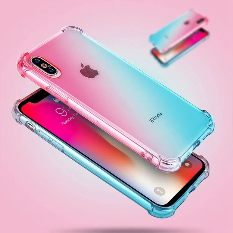 

Luxury Soft TPU Phone Case For iPhone 11 Pro Max 2019 XR XS MAX X 7 8 6 Plus 360 Gradient Cover Case For iPhone 6 6S Plus Coque