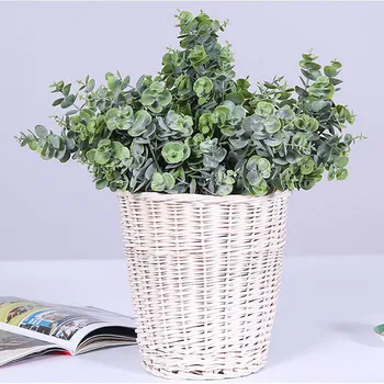 

7 small Eucalyptus leavesBunch Plastic Small Eucylaptys Tree Wedding Household Store Rustic Decor Fake Plant