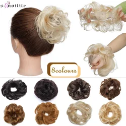 S-noilite 23g 100% Real Human Hair Curly Donut Chignon Ring Hairpiece For Women Natural Color Non-Remy Extension Brazilian Hair