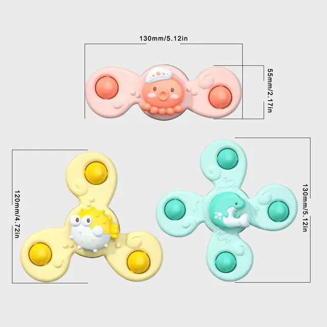 Montessori Baby Spin Top Bath Toys For Boy Children Bathing Sucker Spinner Suction Cup Toy For Kids 2 To 4 Years Rattles Teether 6