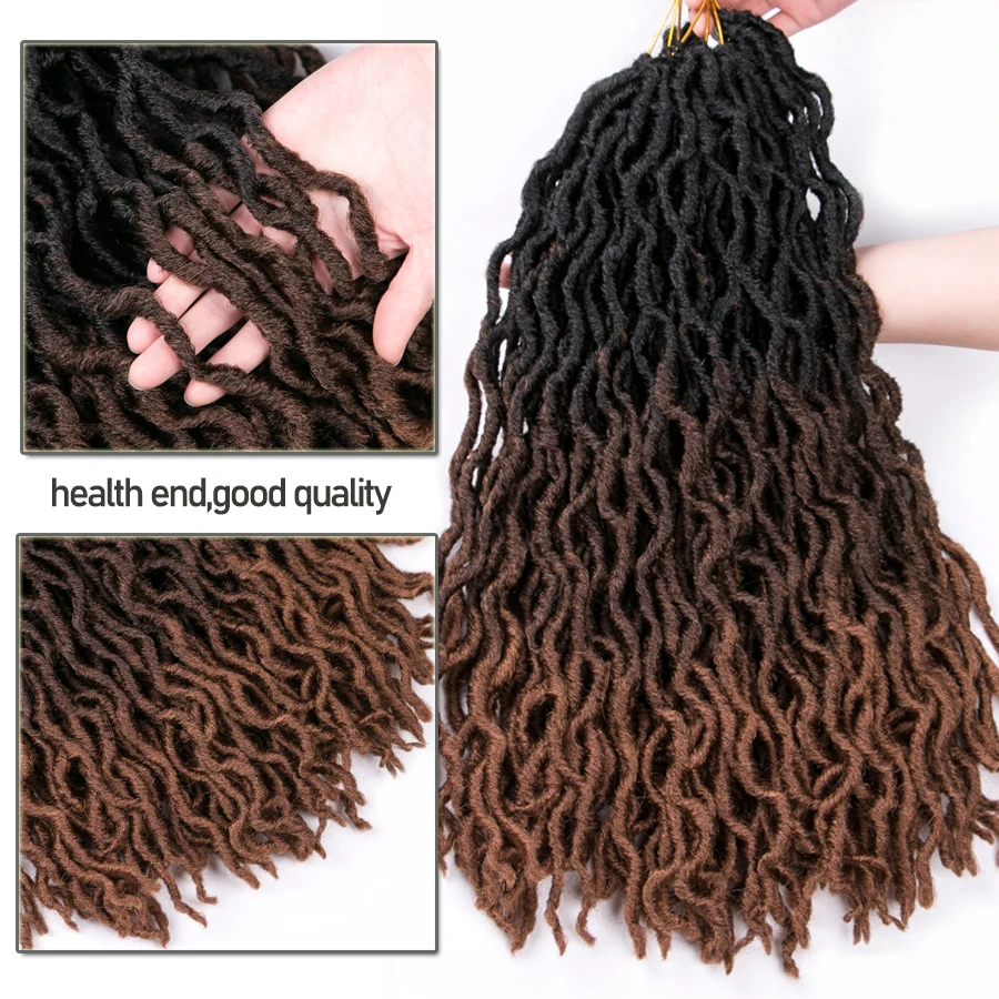 Faux Locs Curly вязание крючком косички 20 дюймов 24 корней/упаковка, Locs твист Омбре синтетические косички наращивание волос черный, коричневый