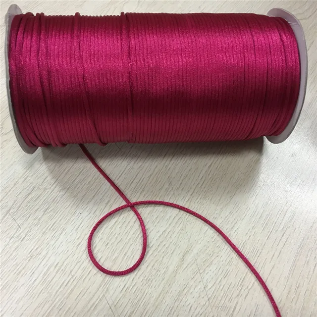2MM  Chinese Knot Line Cord Silk Satin Nylon Cord 35colors for DIY String Necklace Bracelets 20meters Lot Shocking Pink 129