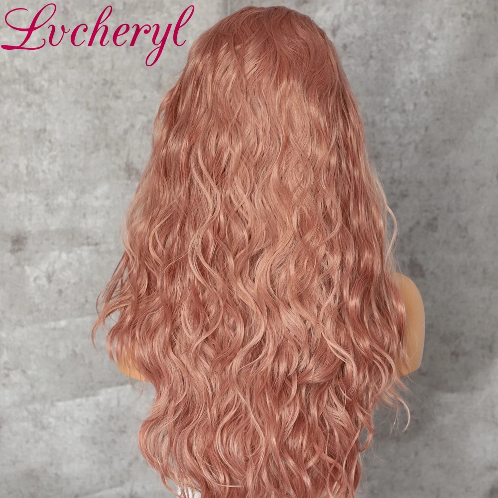 Lvcheryl красновато-коричневый цвет натуральные волнистые синтетические парики на шнурках спереди термостойкие парики для волос вечерние парики для женщин одежда