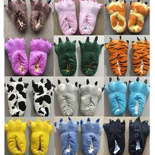 Тапочки в виде животных Kigurumi; обувь с когтями для ног; обувь для взрослых и детей; размер; Пижама с рисунком единорога; динозавра; лапы; забавная зимняя одежда