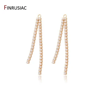 

2020 New DIY Earring Accessories Copper Plated 14k Gold Inlaid Zircon Long Tassel Charm for Make Earrings Jewelry