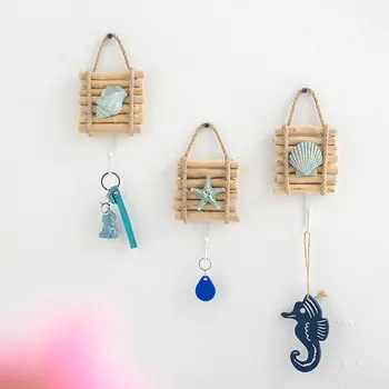 

3pcs Mediterranean Style Hook Creative Wall Hook Living Room Bedroom Hook Clothes Hat Hanger (Star, Scallop, Conch)