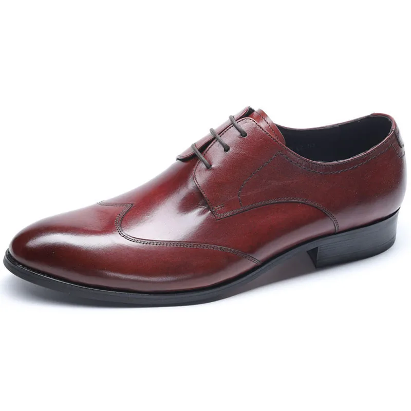 

Brand Designer Men Dress Shoes Genuine Leather Office Business Wedding Handmade Formal Pointed Toe Oxfords Mens Shoe