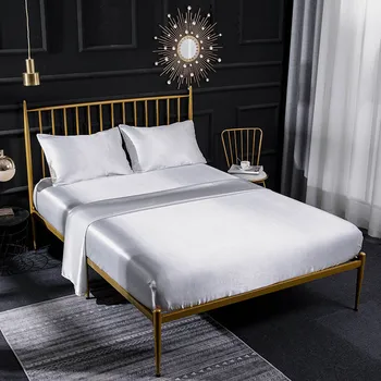 

Summer Washed Silk Fitted Flat Bed Sheet Pillowcase Set Mattress Cover Bedding Linens Double Queen Size Bed Sheet Bedding Set