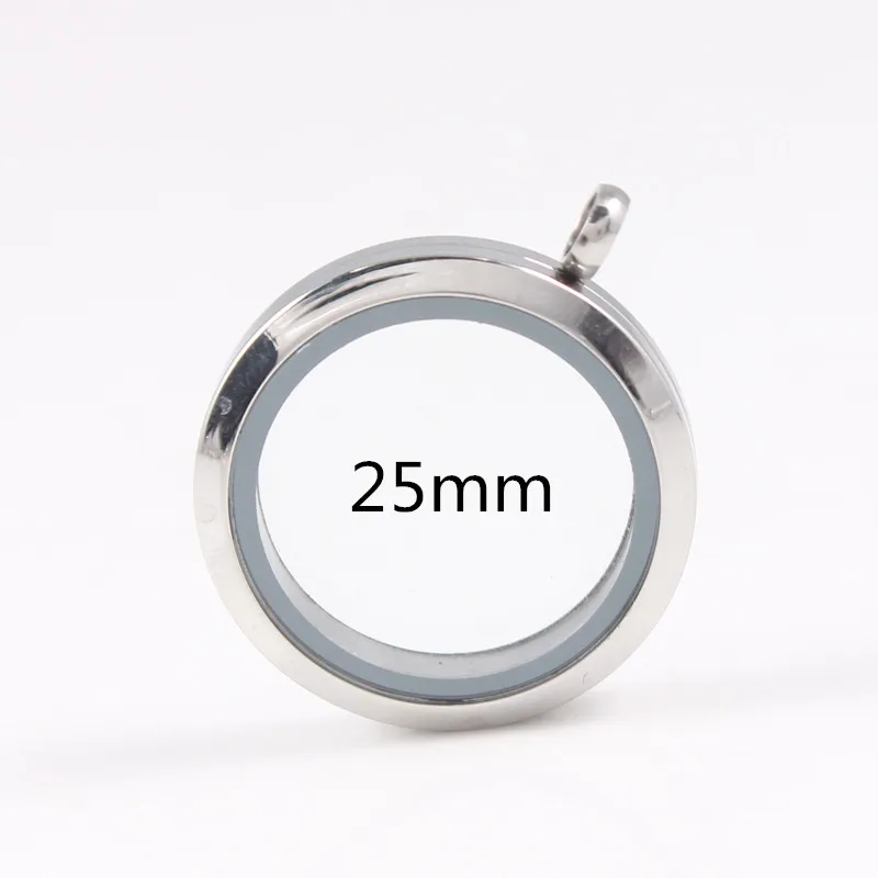 Silver 25mm Прямая поставка! Круглое серебристое однотонные твист закручивающийся плавающий кулон 316L неоднородная нержавеющая сталь памяти стеклянный медальон для Для женщин - Окраска металла: Silver 25mm