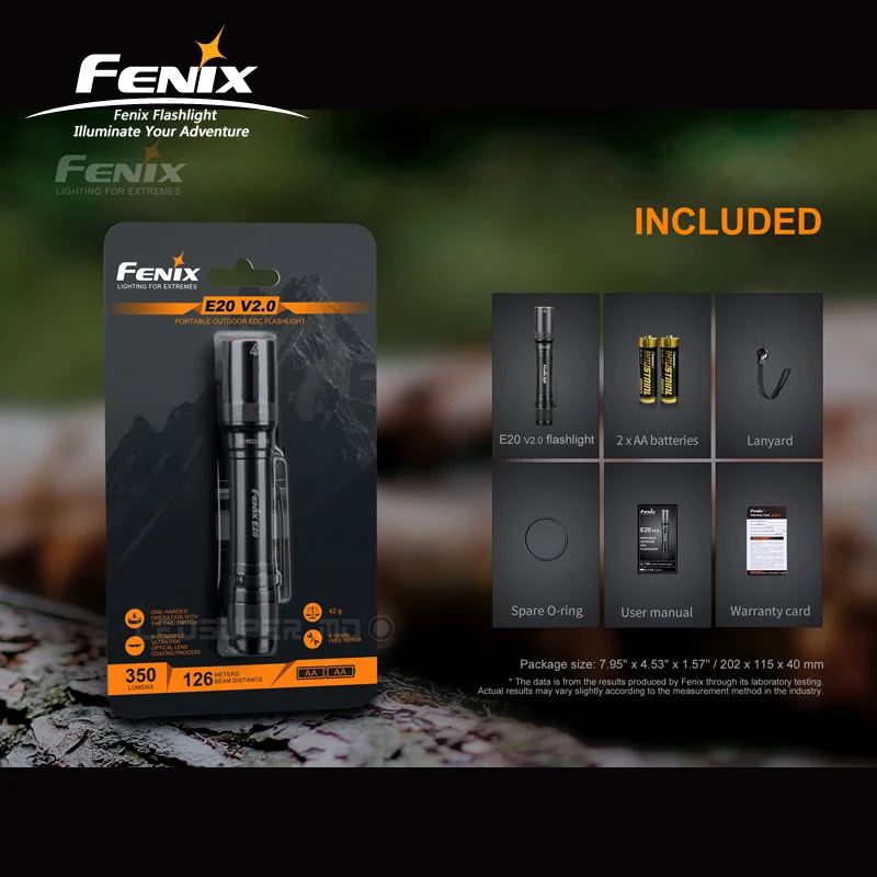Портативный Легкий/компактный светодиодный фонарик Fenix E20 V2.0 Luminus SST20 с 2