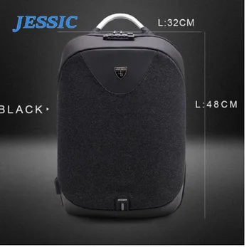 

JESSIC Anti Theft Waterproof USB Men 15.6 Inch Laptop Backpack With Customs Lock Notebook Travel Bag For Male