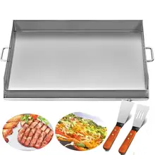 Сковородка с плоским верхом 32x17 дюймов сковородка из нержавеющей стали Plancha Comal сковородка для барбекю с ручками для ресторана или домашнего использования