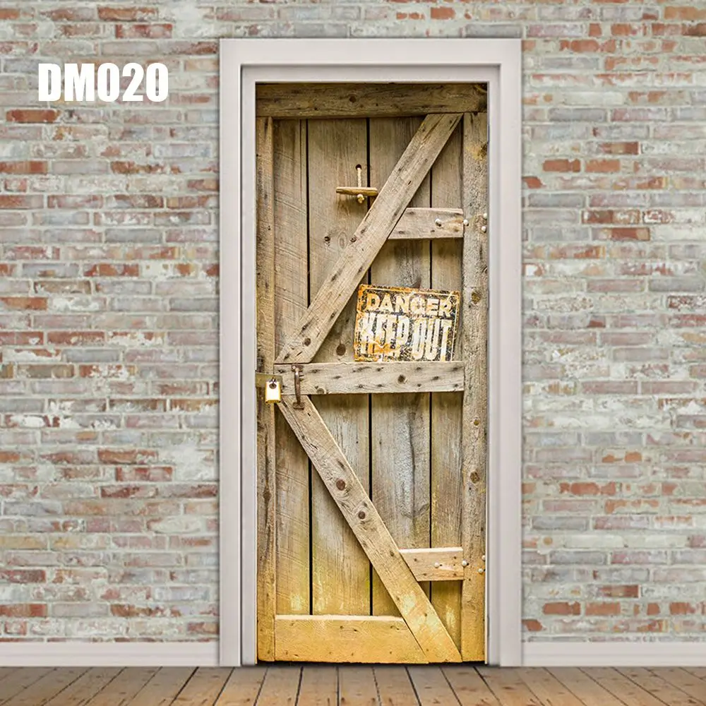 door stickers DM020 Деревянные двери ремонт 3D стикер стены ПВХ съемные обои на дверь Свирепый тигр выход Темный partternfor домашний декор DM030 - Цвет: door stickers DM020