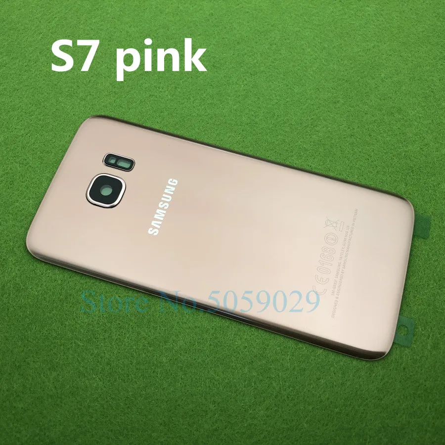 S7 pink Для SAMSUNG Galaxy S7 G930 SM-G930F S7 Edge G935 G935F Задняя стеклянная крышка батарейного отсека задняя дверь Корпус Задняя стеклянная крышка - Цвет: S7 pink