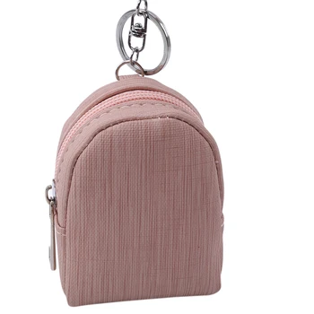 

Women Girls Mini PU Leather Coin Purses Mini Zipper Oval KeyChain Coin Bag Women Hand Pouch Credit Card Holder Key Coin Purses