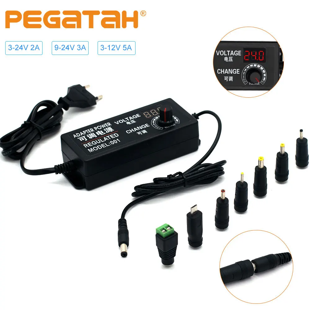  Adjustable power adapter AC to DC 3V-12V 3V-24V 9V-24V Universal display screen voltage Regulated p