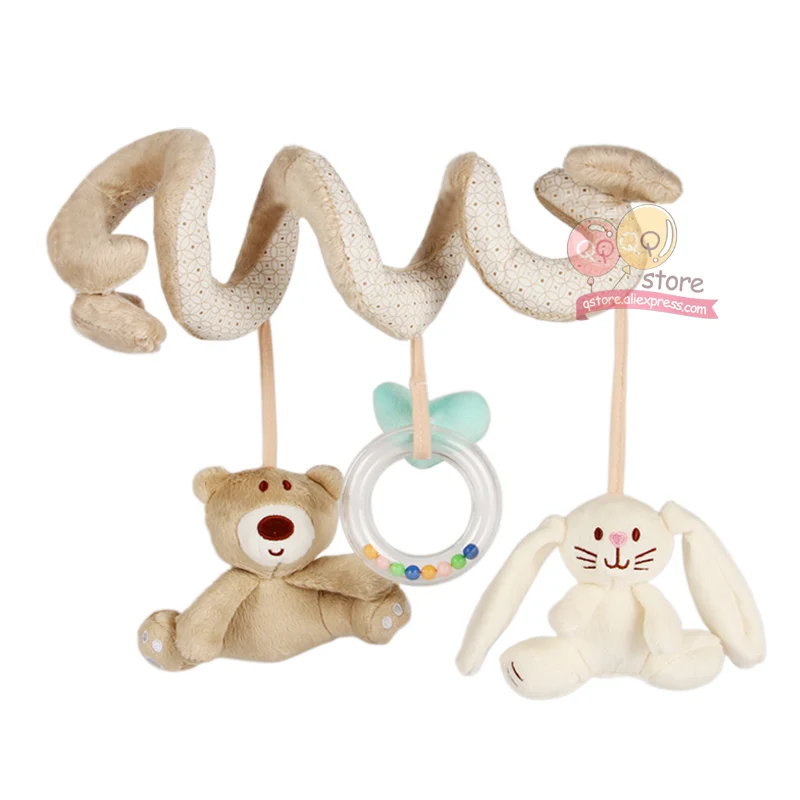 Детские игрушки для детей от 0 до 12 месяцев, плюшевая погремушка для кроватки, спиральный подвесной мобиль, детская коляска для новорожденных, кровать, животное, подарок, счастливая обезьяна - Цвет: Bear